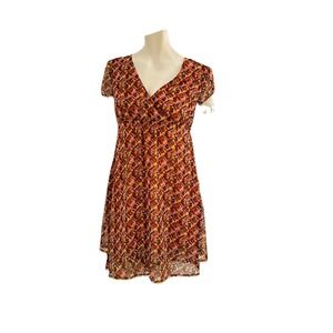 Esprit Baby Doll  V-Neck Dress Women's Boho Summer Festival Sz Large Earthcore